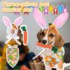 Conjunto de 4 peças de fantasia de Páscoa para cães: tiara com orelhas de coelho, bandana e brinquedos de cenoura para roer. Ideal para cães de pequeno, médio e grande porte. Perfeito para a Páscoa.