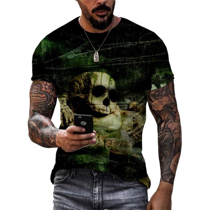 Evropa a Amerika Móda Cool vzor lebky Pánské tričko Léto Ležérní Teror trička s grafikou 3D tištěná osobnost Trička Topy