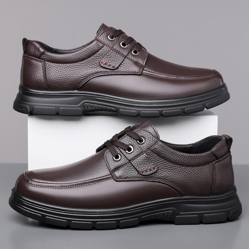 Men's Leather Shoes Flat Casual Shoes Male Footwear Soft Comfortable Black