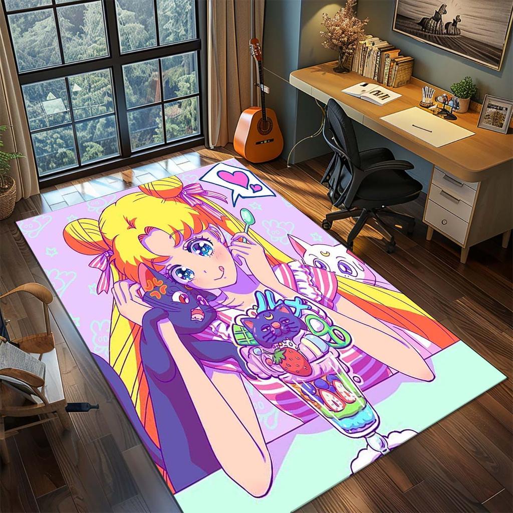 Sailor Moon Anime Rug Carpet Large Area Rug Non Slip Washable Floor Mat Gamer Room Bedroom Home Decor -QJY