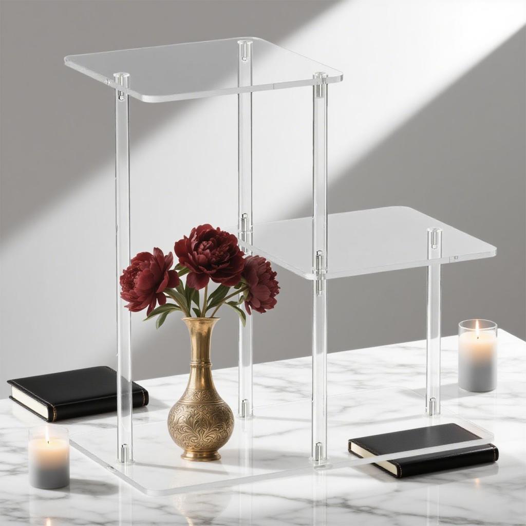 Acrylic End Table 3 Tier Clear Side Table Nightstand Transparent Furniture for Entryway Study Room Hallway Living Room Bedroom