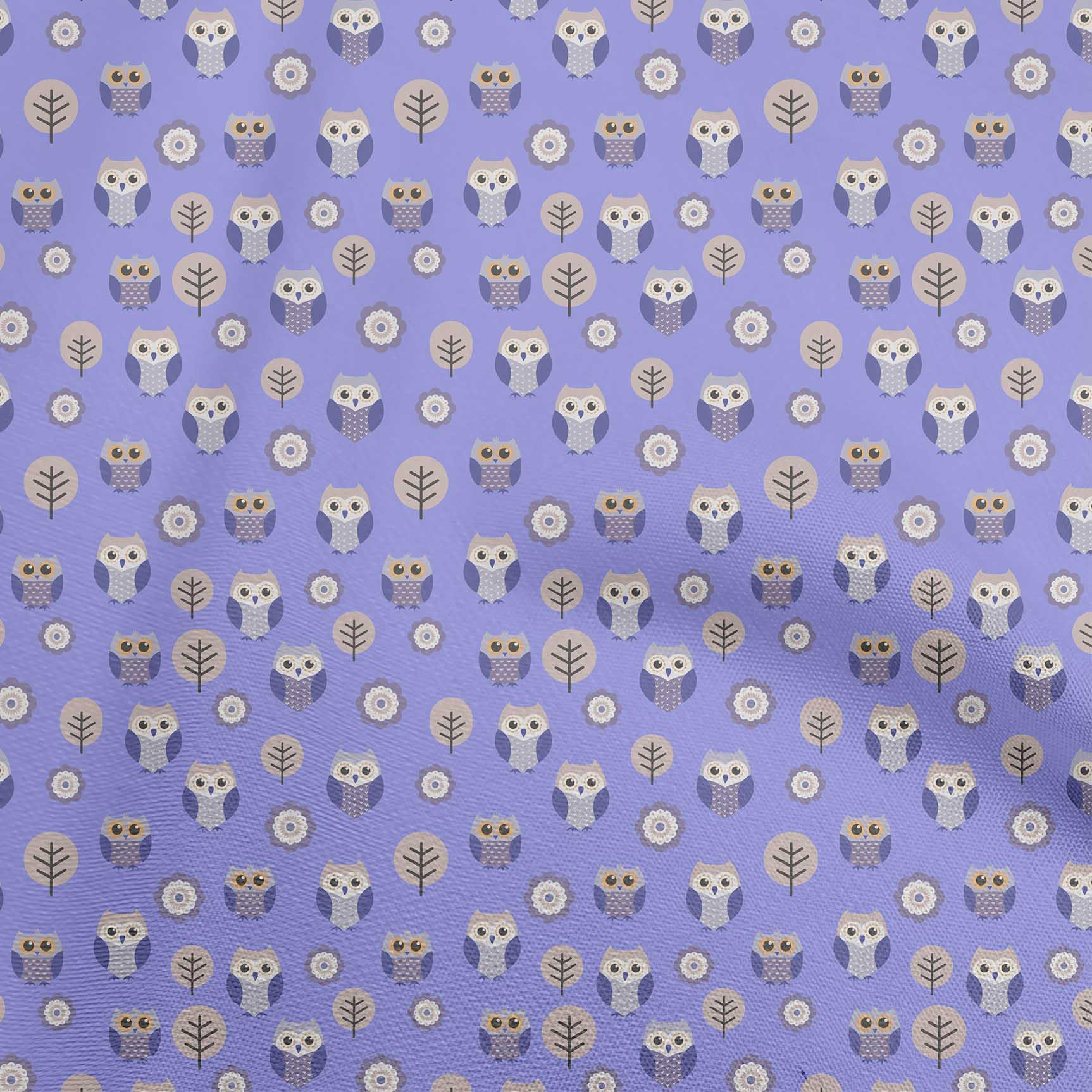 

oneOone Джорджетт Віскоза сірувато-блакитна тканина Сова Швейна тканина у дворі з принтом для шиття одягу своїми руками 42 дюйма 42 Inch Wide - Viscose Chiffon Фіолетовий