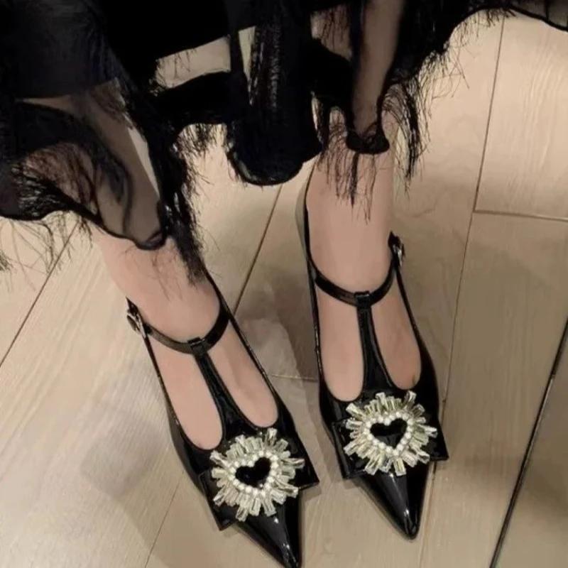High Heels Spring New Pointed Toe Buckles Strap Office Work Shoes for Women Mary Janes Heels Women Zapatos De Mujer