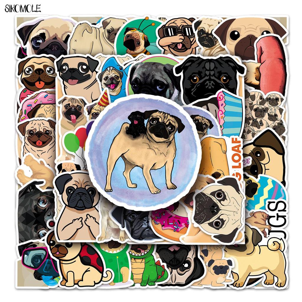 10 30 50pcs Cute Pug Dog Stickers Animals DIY Car Laptop Suitcase Skateboard Guitar Phone Cartoon Graffiti Sticker Kid Gift Toys