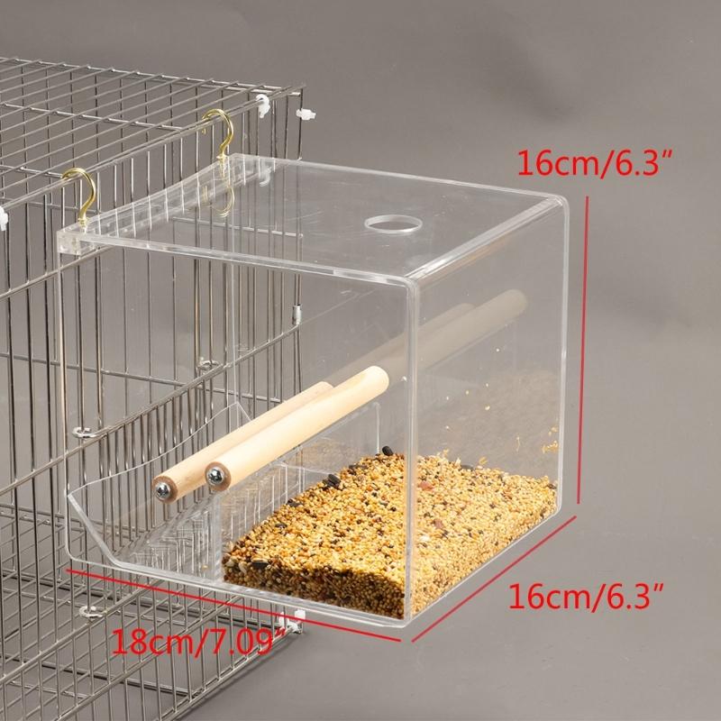 Dustproof Bird Food Box Hangable Feeding Box Automatic Bird Feeder Anti-spill Bird Food Container with Standing Perch