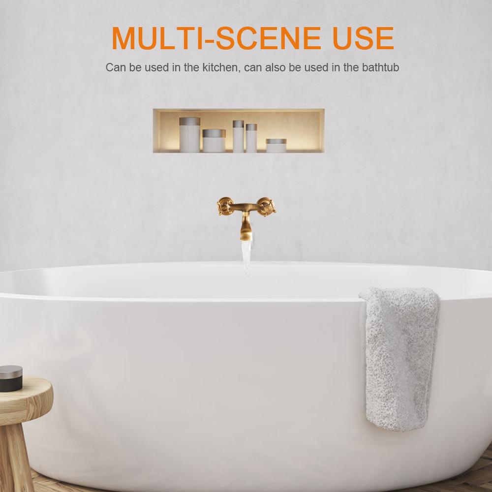 Vintage Copper Kitchen Faucet Hot Cold Water Mixer Tap Double Handle Sink Faucet Wall Mounted Water Tap for Home Bathroom