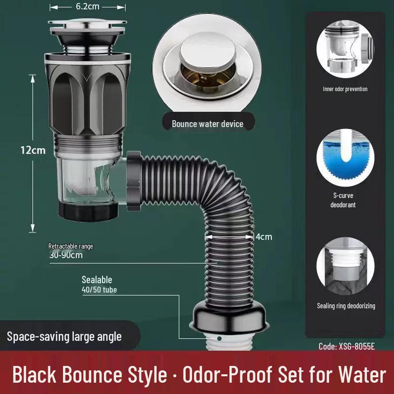 Universal Anti-odor Bathroom Sink Drain Set - Horizontal Wall Pipe Drainer Basin Tool