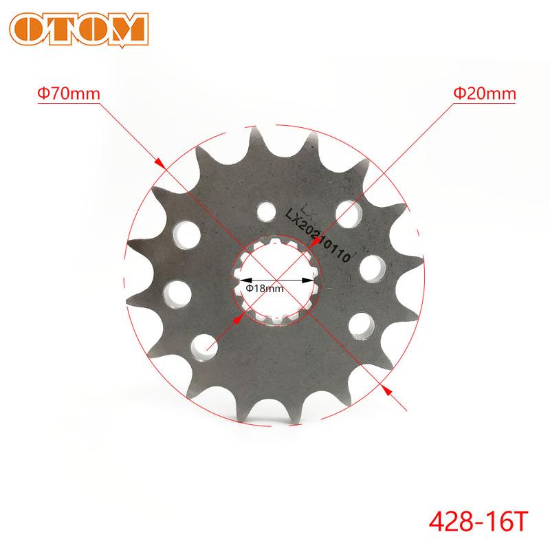 OTOM Motorcycle 428-16T Front Sprocket Transmission Gear Chain Wheel For YAMAHA DT230 MT250 Off-Road Motocross Parts Dirt Bikes