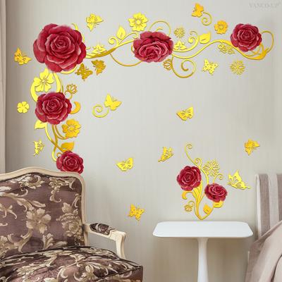 A Variety Of Hand-Painted Bronzing Rose Vine Butterfly Wall Stickers Decorate Children'S Room Bedroom Background Self-Adhesive Wall Stickers