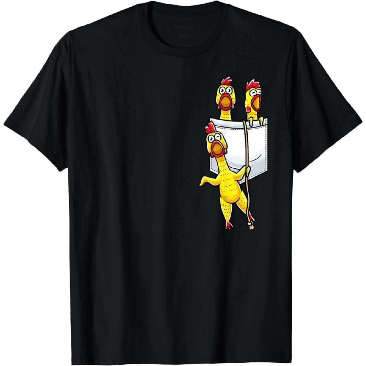 xHWJH Rubber Chickens in Pocket T-Shirt S