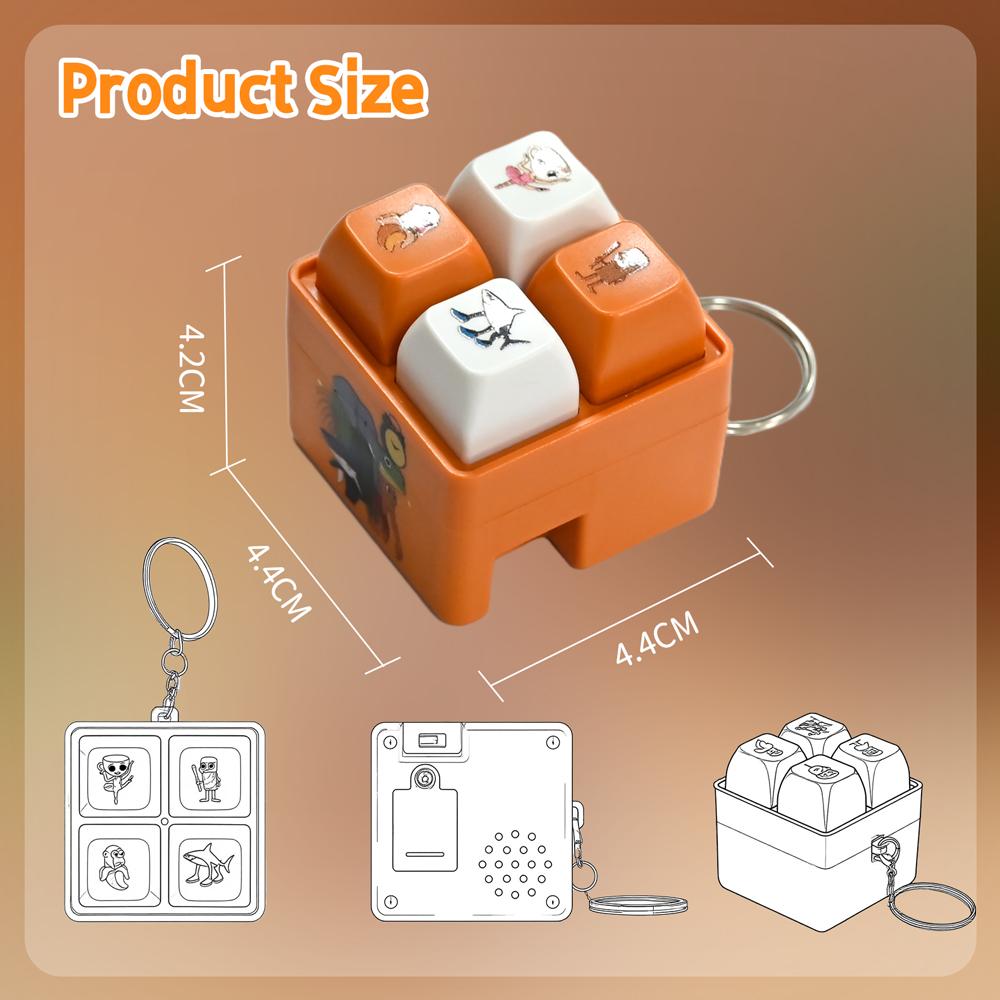 4 keys Italian Brainrot Tralalero Tralala Tungtungtung Wooden Stick Man Keychain Decompression button Decor Keyring Toys Gift