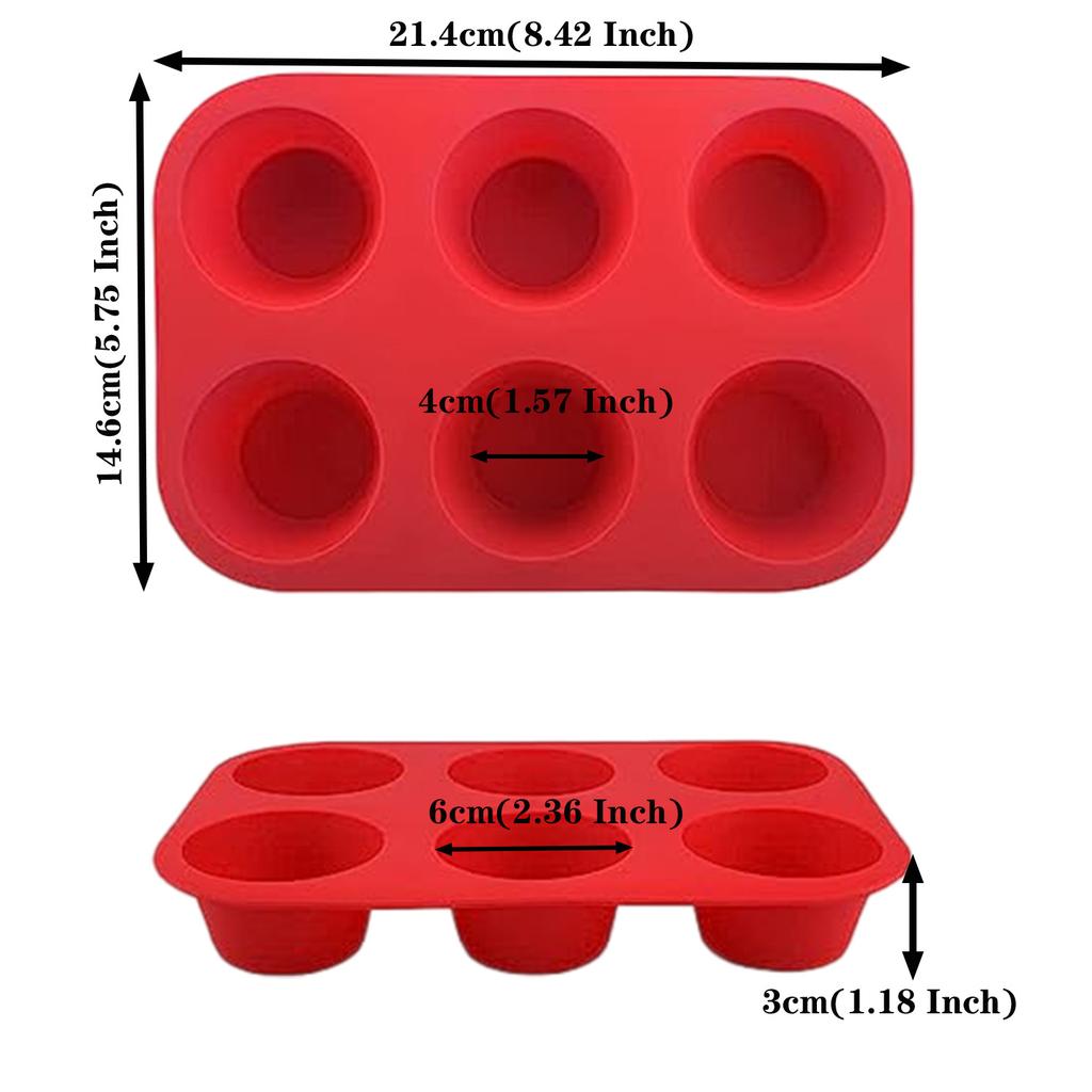 6 Tassen Silikon-Muffinblech Jumbo-Muffinblech Riesen-Muffinblech/-Förmchen Tiefe Popover-Form Große Muffin-Formen Backen Käsekuchen-Häppchen