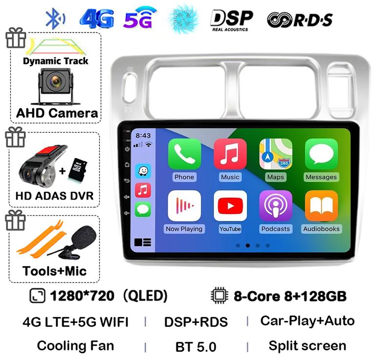 Android 14 Wireless Auto Carplay For Mitsubishi Pajero iO 1998-2007 Car Radio GPS Navigation 4G WIFI Multimedia Video Player DSP