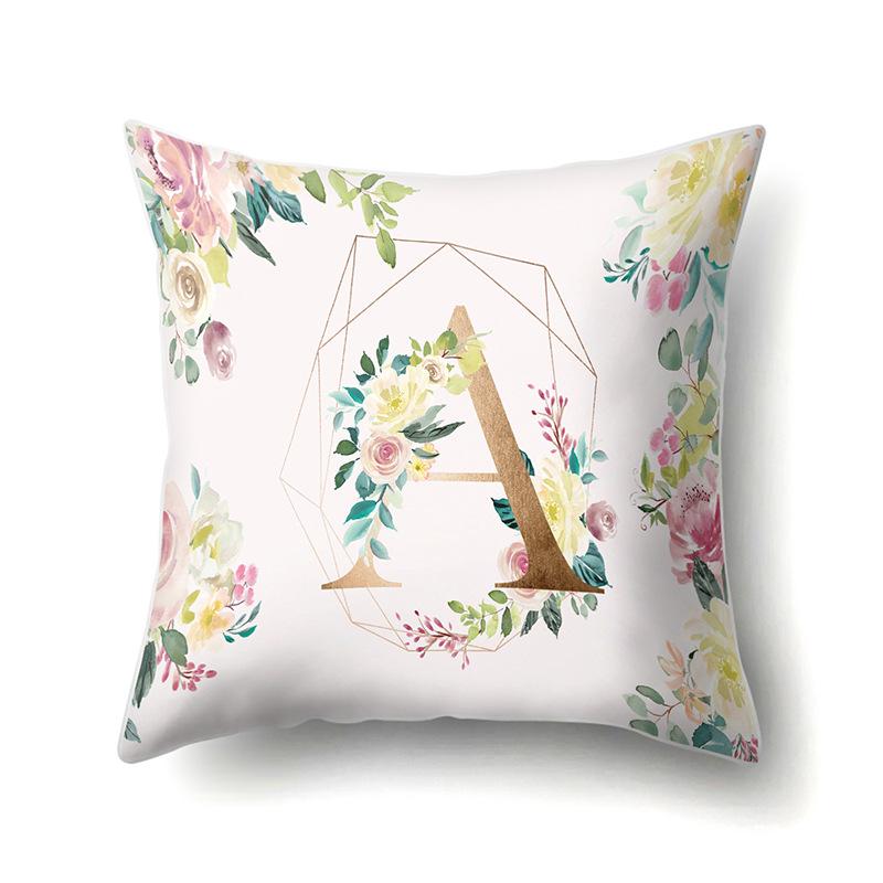

Полиэстеровая наволочка Декорация Дом Золотые 26 английских букв Принт Чехол для автомобильной подушки Подушка для поясницы No pillow core
