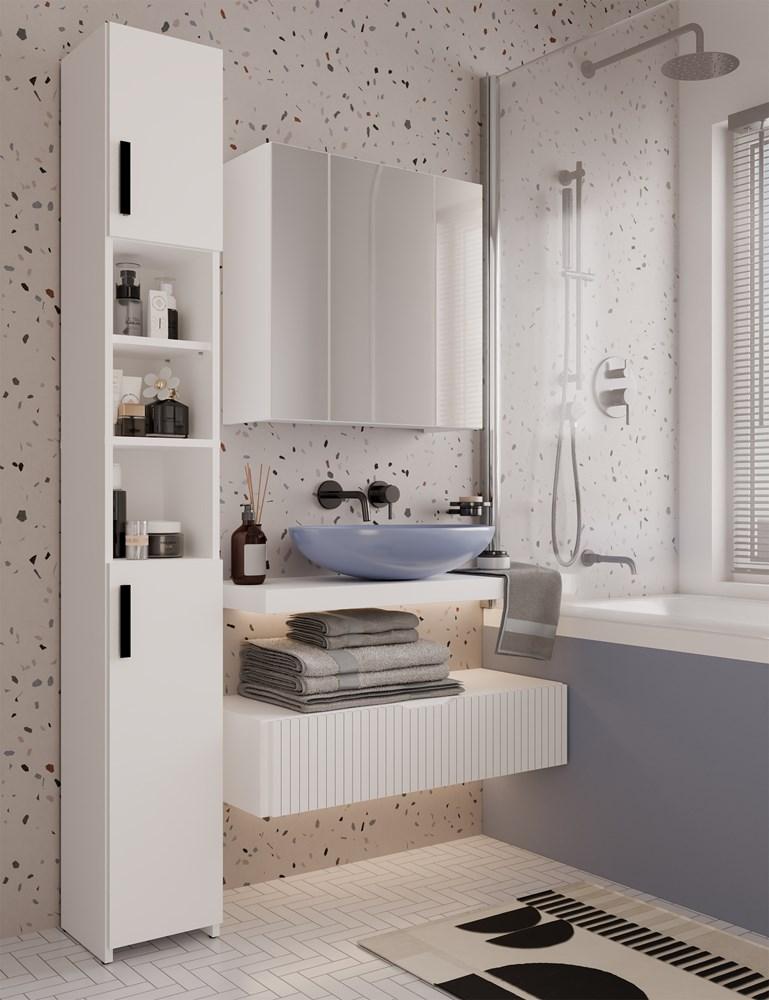 Pola 3L Bathroom Cabinet Wall-mounted With 3 Mirrors Above Sink 3 Doors White