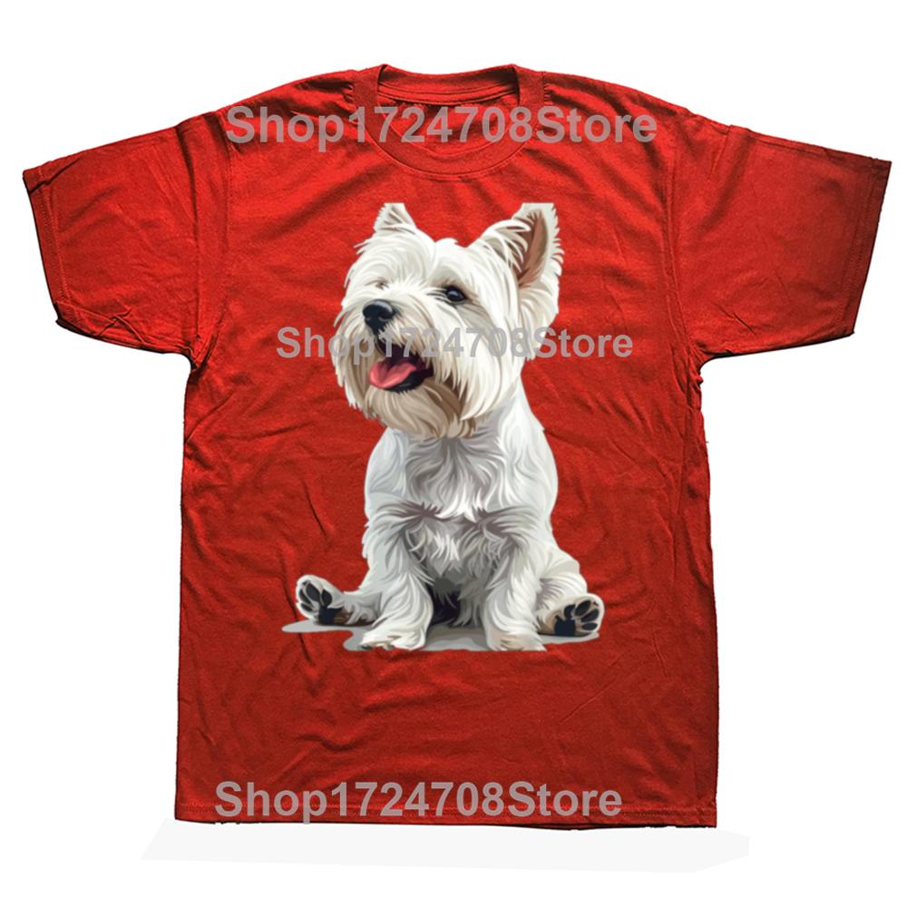 Lustige West Highland White Terrier Hunde Westie T-Shirts Herren Damen Mode Lässiges T-Shirt 100% Baumwolle Locker Übergröße T-Shirt