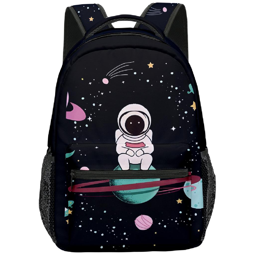 Harajuku Kpop Youthful School Bags Unisex Space Astronaut Travel Bags 3D Print Oxford Waterproof Notebook Shoulder Backpacks