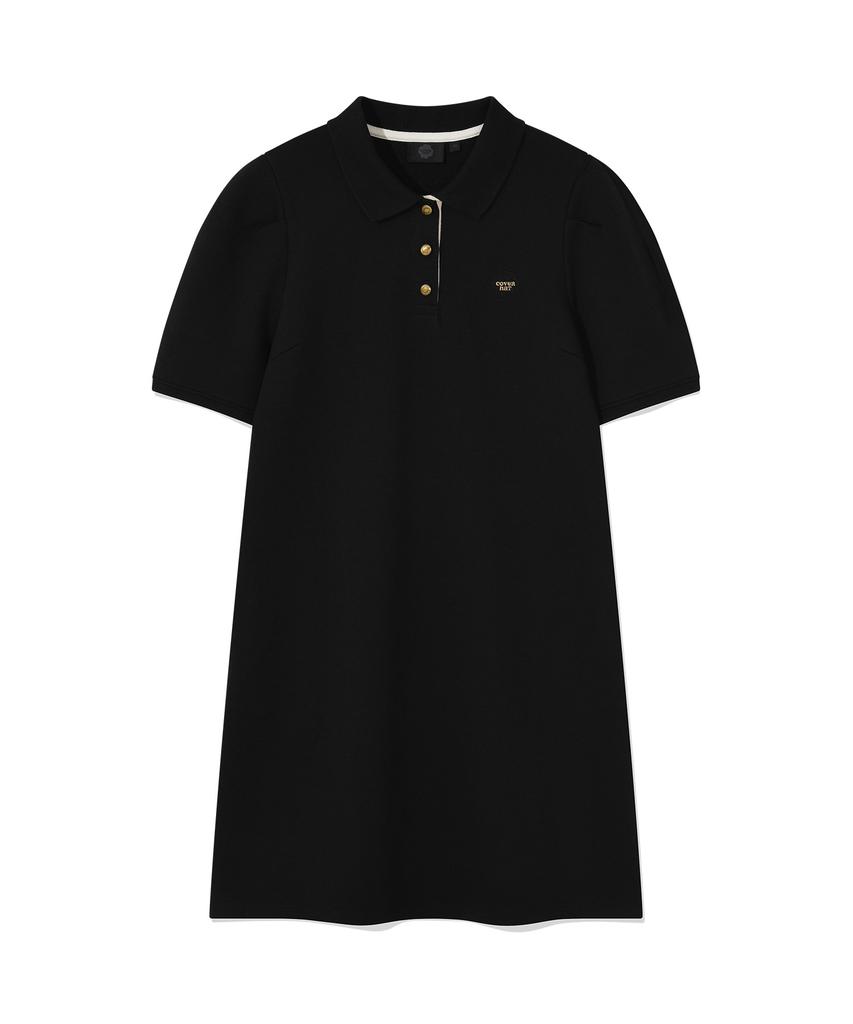 Covernat Woman Puff Collar Dress Black
