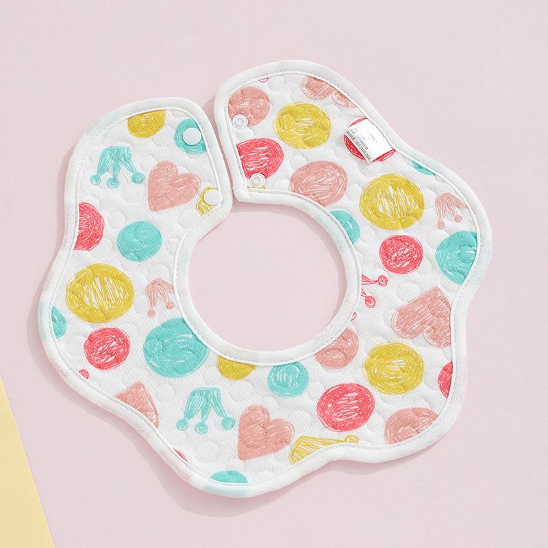 Class A Newborn Baby Saliva Towel Crepe Waterproof Petal Bib Autumn Winter Children Eating Cartoon Cotton Bib