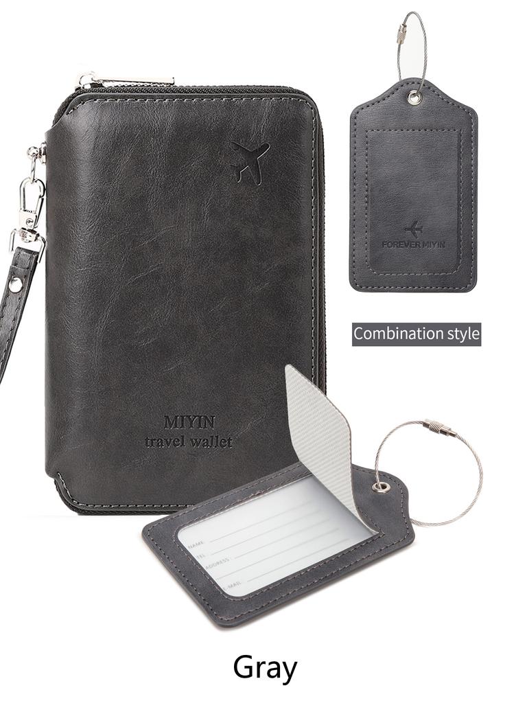 Clips de pașaport RFID minimalist și la modă + etichetă de bagaj din piele PU 2 bucăți/set potrivit pentru bărbați și femei accesorii de călătorie