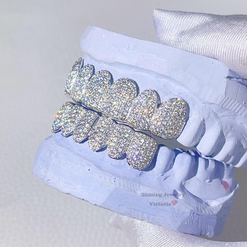 Top 6 Bottom 6 Hop Hop Iced Out VVS Invisible Setting Princess Cut Custom VVS Moissanite Diamond Grillz