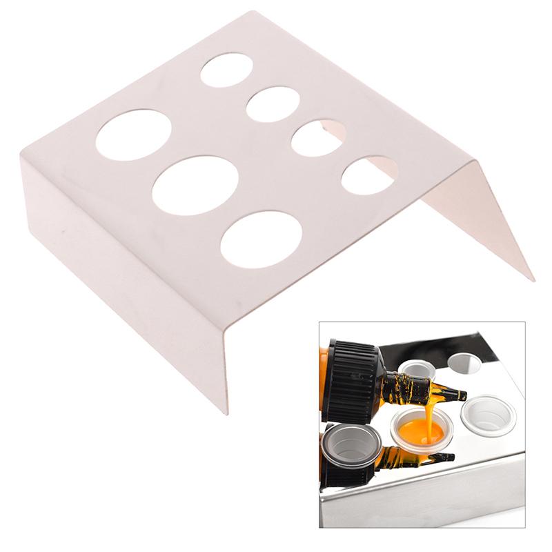 7 Löcher Edelstahl Rechteck Tattoo Tintenbecher Halter Ständer Pigmentbecher Rack