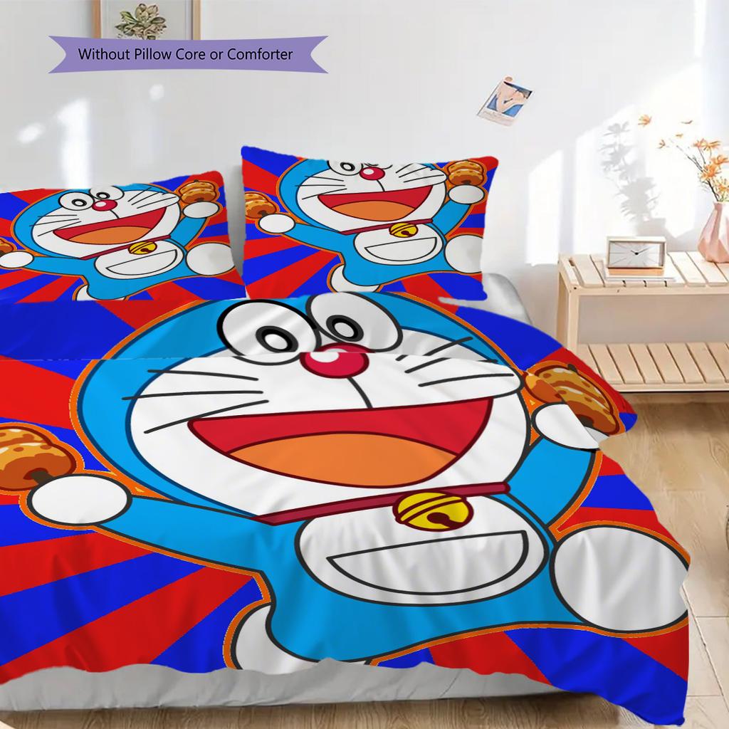 Doraemon Set Comfortable Sleep Threepiece Set 1 Duvet Cover 2 Pillowcase Without Core Duvet Cover And Pillowcase Christmas Birthday Gift