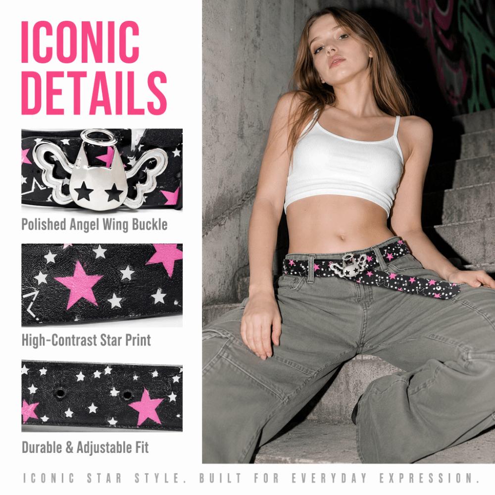 PU Leather Strap Women Waist Belt Pink Bow Decor Decorative Jean Belt Mini Skirt Styling