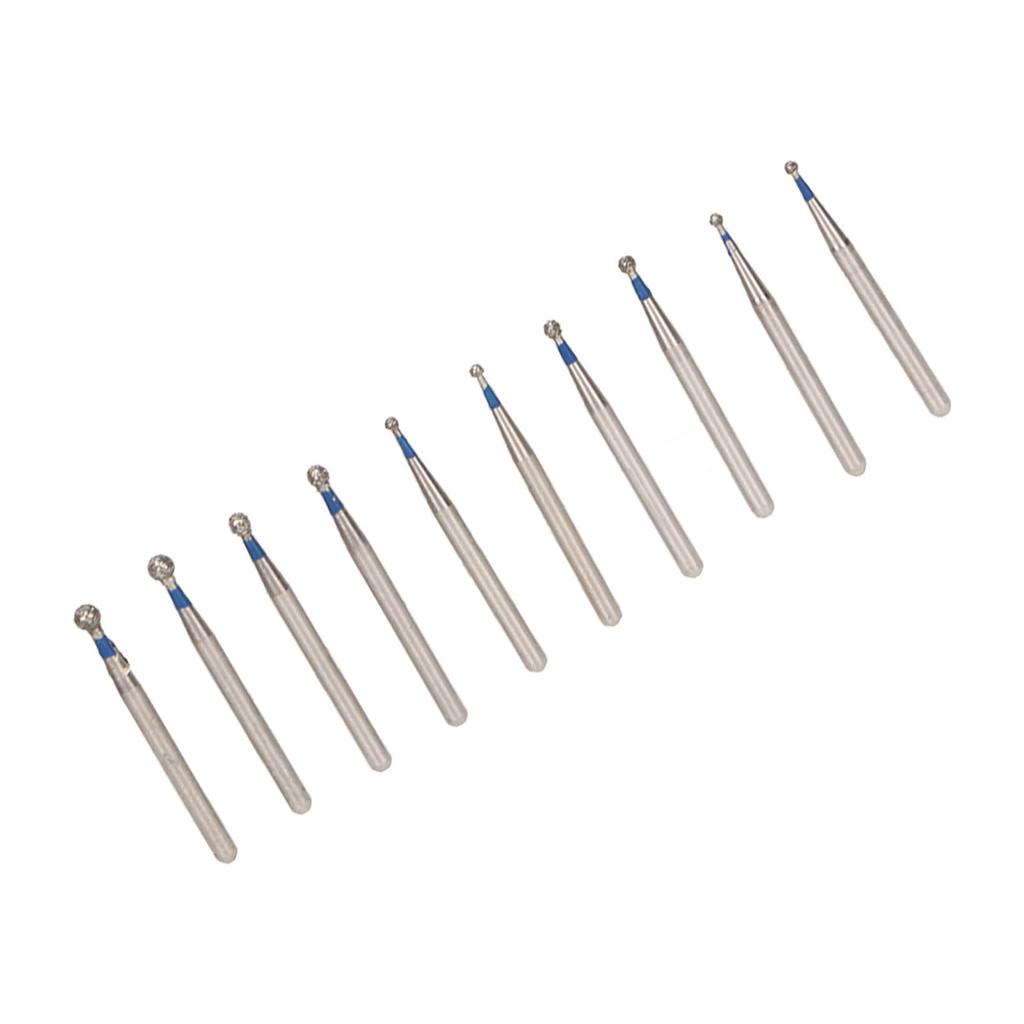 10pcs Spherical Dental Burrs Reduce Injury High Hardness Stainless Steel Dental Handpiece Burrs for