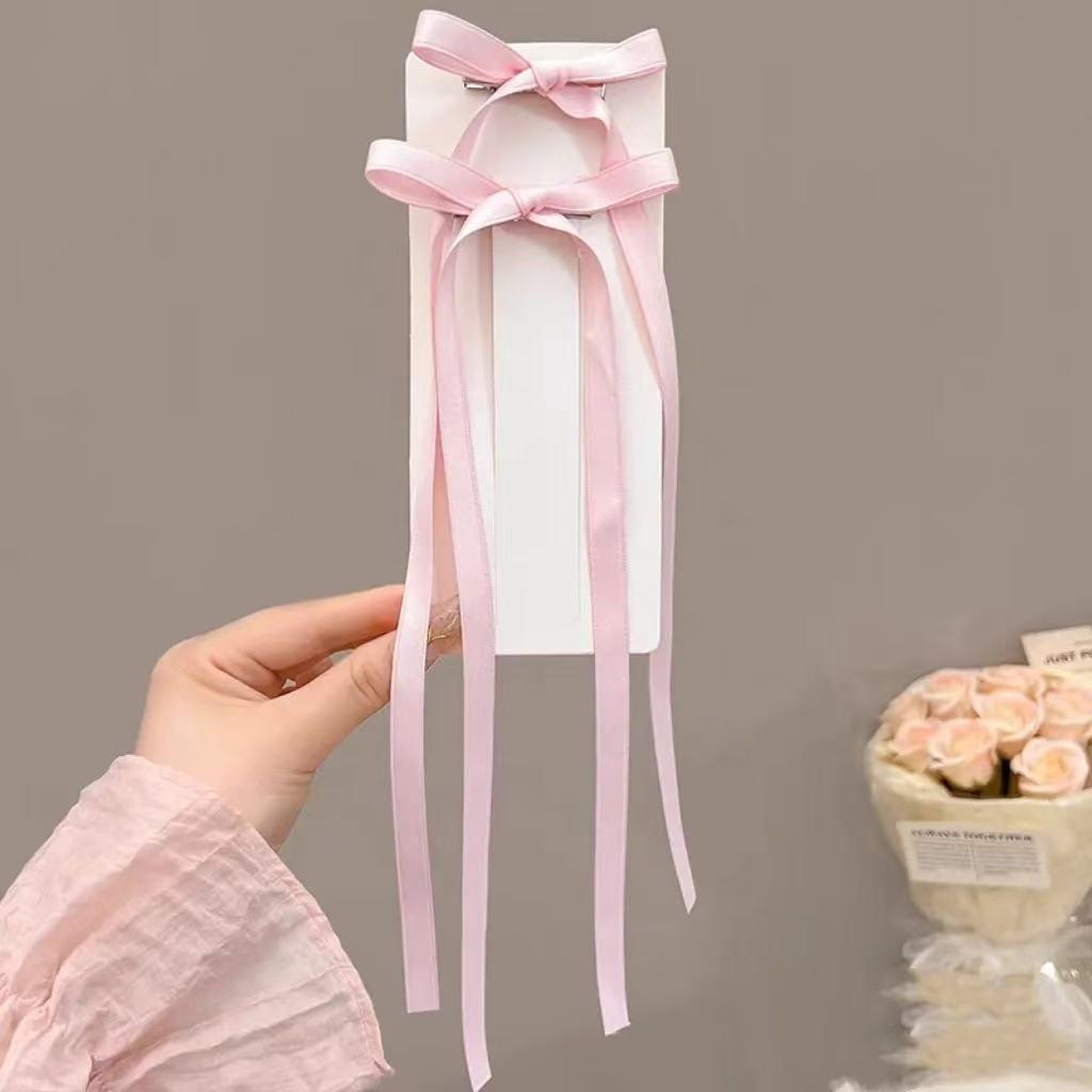 Fermaglio per Capelli con Nappa e Fiocco in Perline e Nastro Francese per Bambine – Doppia Pinza Intrecciata Stile Balletto