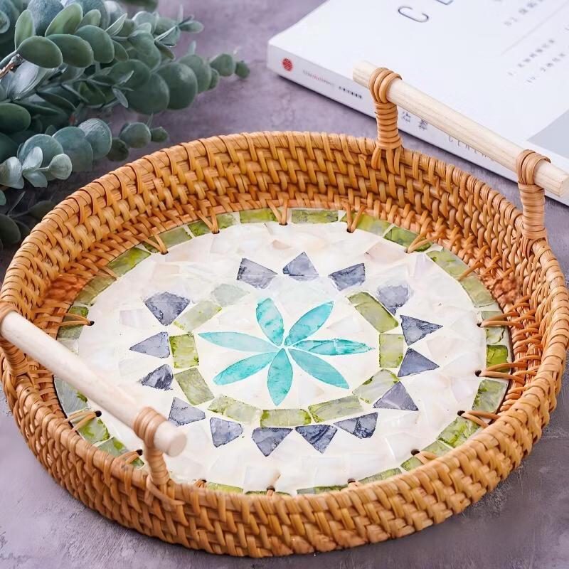 Rattan Woven Shell Fruit and Snack Basket