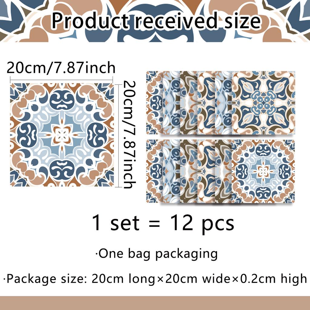 A Variety Of Retro Blue-Green Pattern Tile Wall Stickers Balcony Terrace Kitchen Background Beautification Decorative Wall Stickers