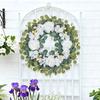 48/60cm Eucalyptus Artificial White Roses Wreath Fake Flowers Garland for Home Door Wall Wedding Garden Party Decoration