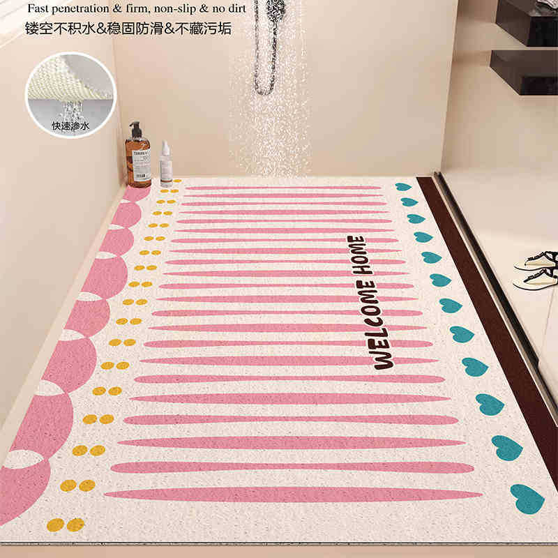 Floor Mat Household Hollow Non-Slip Silk Ring Foot Mat Shower Room Dirt-Resistant And Easy To Take Care Of Floor Mat