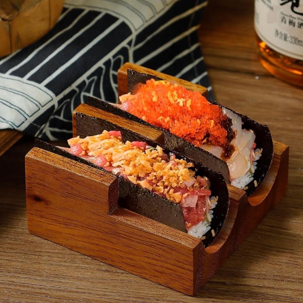 Japanese Style Walnut Sushi Rack U-shaped Urchin Holder Sushi Wooden Tray  Restaurant Use