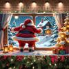 Holiday Backdrop Santa Claus Theme Xmas Display Holiday Event Background Red White Color Xmas Party Backdrop For Christmas Party