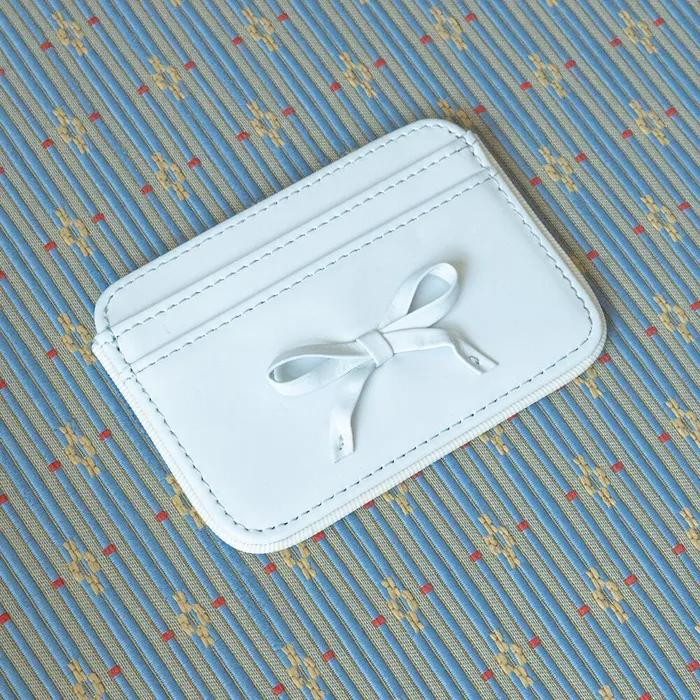 Ribbon-piped Cowhide Card Holder (2 Colors)