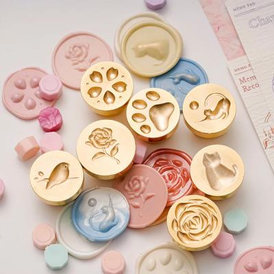 3D Fire Lacquer Seals 15-25mm Embossed Wax Grain Seal Head Retro Brass Multipurpose DIY Craft Decorative Tool for Greeting Card