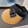 2025 Lettera M Cappello vuoto con fiocco da donna Cappello di paglia parasole estivo Cappello da sole per gita all'aperto