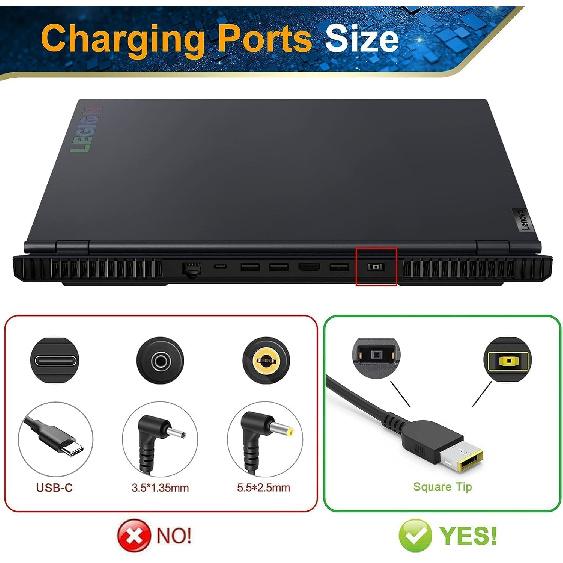 135W AC Charger Fit for Lenovo ThinkPad X1 Extreme Gen 1 2 3 4 5 W540 W541 T440 T440S T440P T470P T540p T15p Ideapad Yoga Y50-70 Y50-80 Y50p Y50p-70