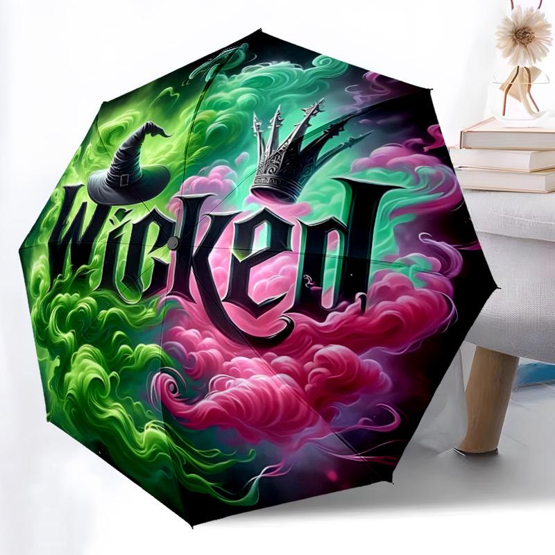 

1pc Wicked Automatic Folding Umbrella - Portable Collapsible Design, 8-Rib Iron Frame yy251209067