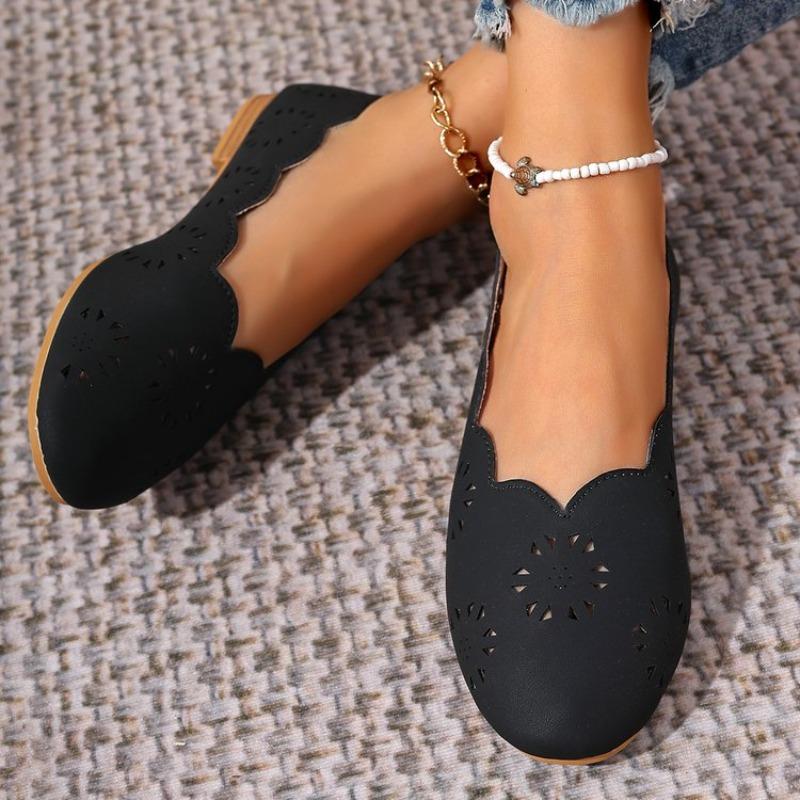 

Мода 2025 Женские туфли на плоской подошве Натуральная кожа Женские туфли-лодочки с острым носком Летние женские лоферы с перфорацией Женская обувь 36 чёрный