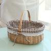 Woven Willow Picnic Basket with Coffee Plaid Liner