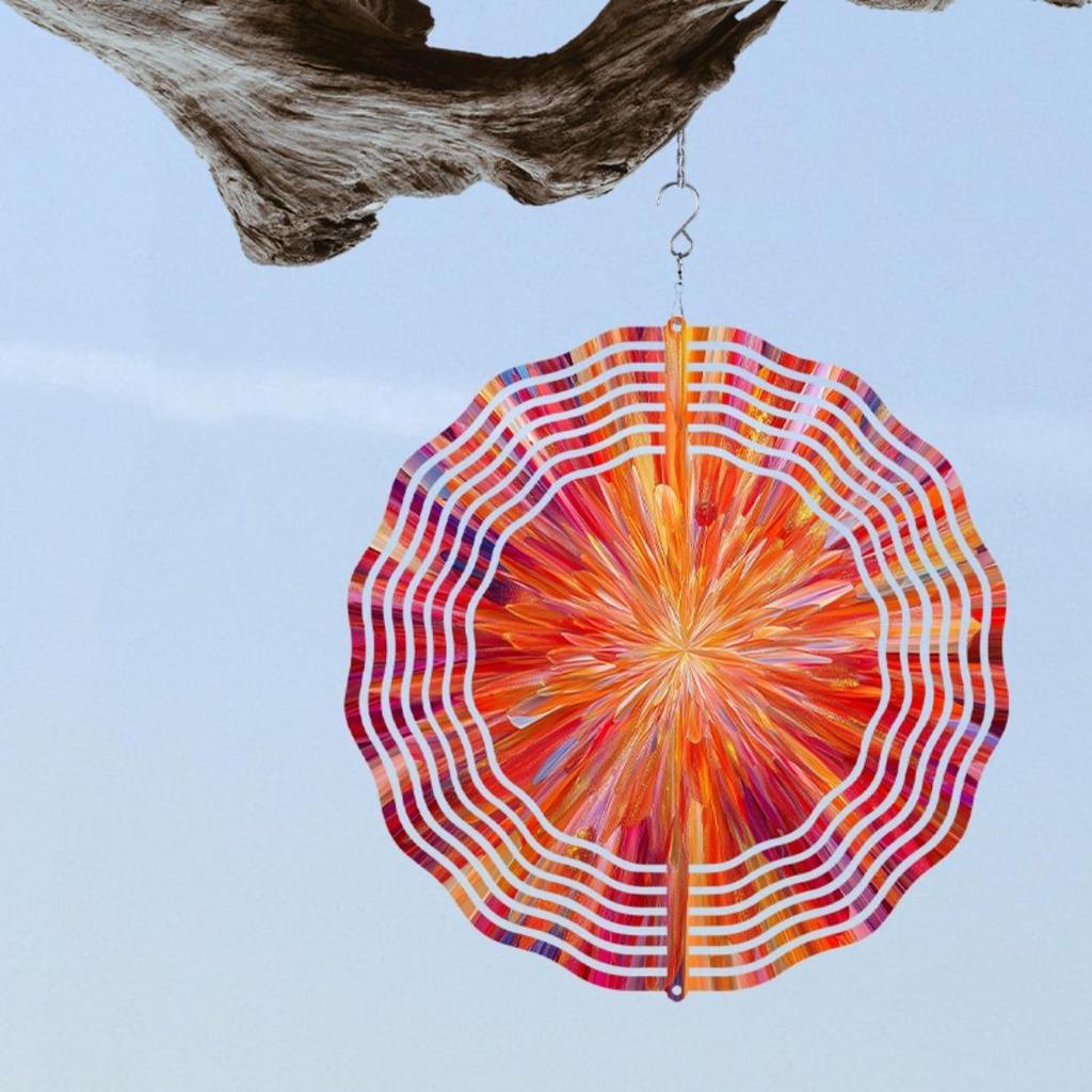 1 Stück Mandala Spiral Windspiel - Metall 2D Mandala Spinner mit 360° drehendem Haken, Garten Terrassen Dekoration, Outdoor Windskulptur