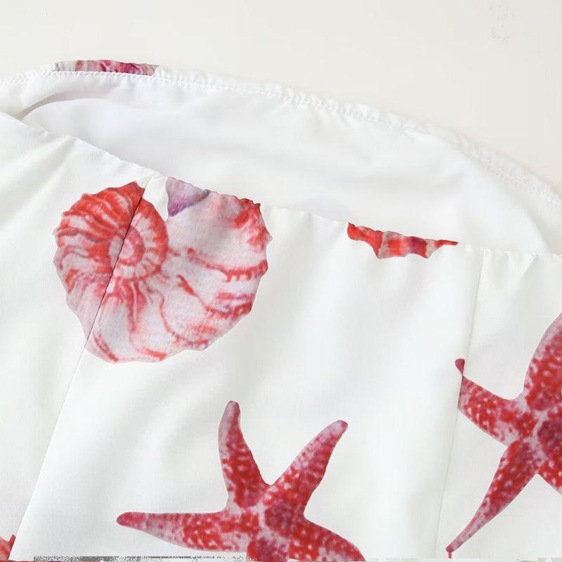 Kaslead New Arrival Women's Clothing Fashion Style Fashion Silm Tube Top Waist Trimming Printing Short Dress