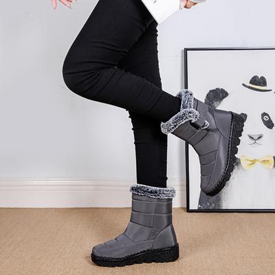 Große gepolsterte Baumwollschuhe für Damen 2024 Neue Winterschuhe mit Fell Wasserdichte Schneestiefel