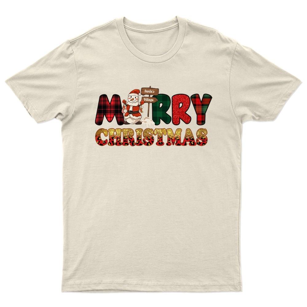 Merry Christmas Santa Village TShirt Unisex Gift Retro Funny Unisexs Vintage