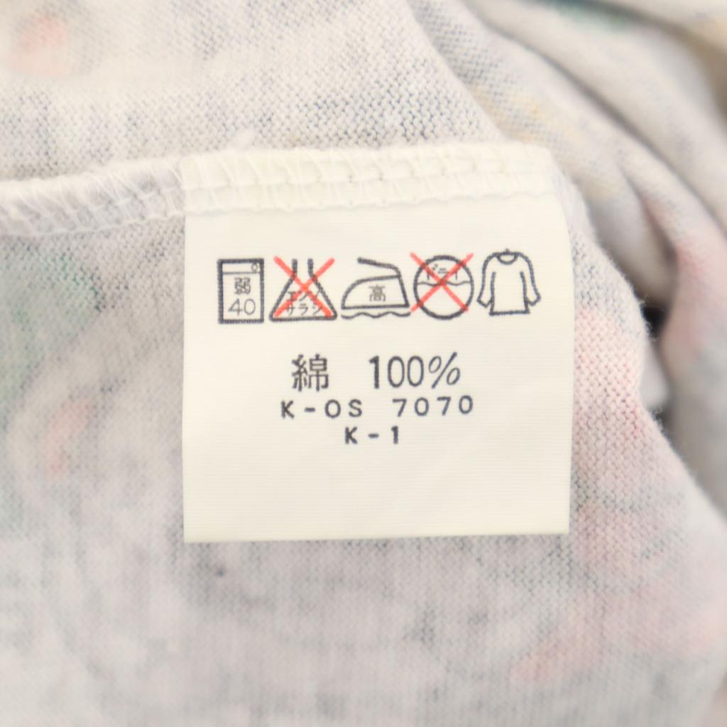 Mickey Family Overall Handle Short Sleeve T-shirt White Gray Women Used