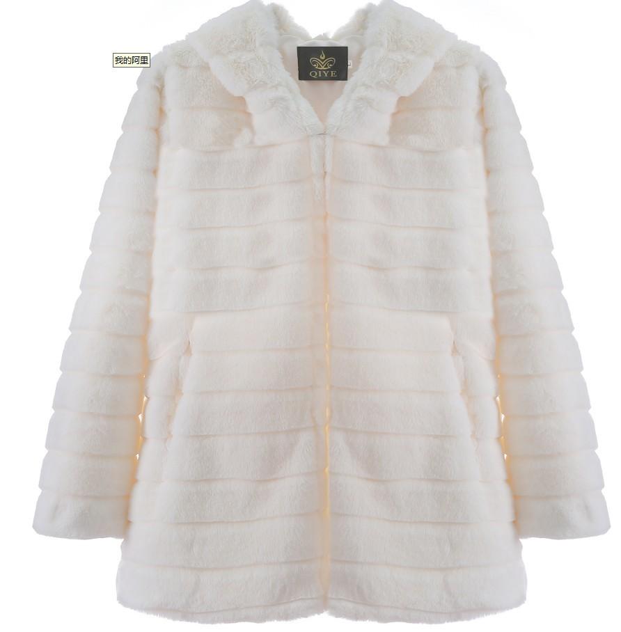 New fur autumn and winter imitation fur imitation mink medium and long hooded fur jacket women's coat