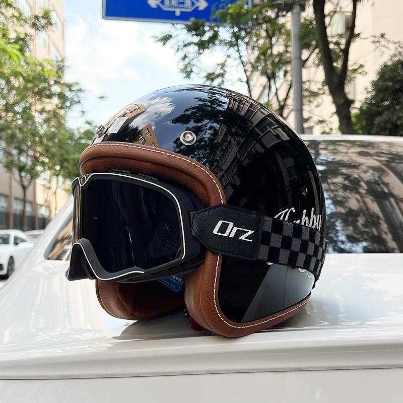 Vintage Motorcycle Helmet 3/4 Half Helmet Certified Motorcycle Helmet for Men and Women